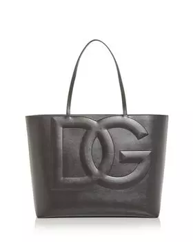 Большая кожаная сумка-тоут с логотипом Dolce & Gabbana, цвет Black