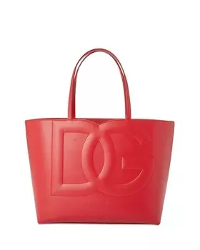 Большая кожаная сумка-тоут с логотипом Dolce & Gabbana, цвет Red