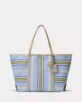 Большая кожаная сумка-тоут с принтом Emerie Lauren Ralph Lauren, мультиколор