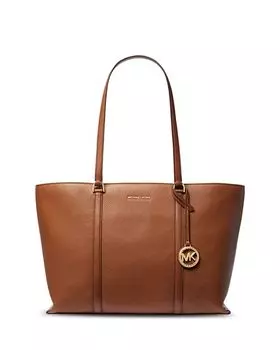 Большая кожаная сумка-тоут Temple Michael Kors, цвет Brown