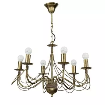 Большая люстра из старинного золота, 6 рожков 63см, люстра MARIA в деревенском стиле, подвесной светильник для столовой, гостиной Licht-Erlebnisse, мультиколор
