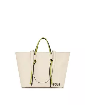 Большая многопозиционная кожаная сумка через плечо Lynn бежевого цвета Tous, бежевый