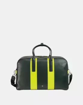 Большая мужская кожаная дорожная сумка 32 л вместительная Dudu, зеленый