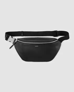 Большая мужская кожаная поясная сумка Sandro, черный
