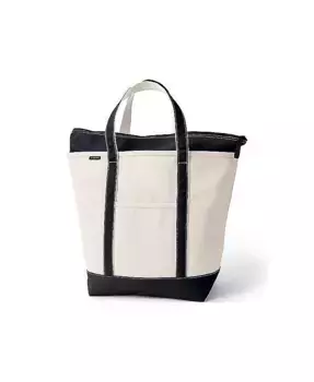 Большая натуральная холщовая сумка-шоппер с пятью карманами и верхней молнией Lands' End, синий