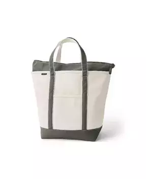 Большая натуральная холщовая сумка-шоппер с пятью карманами и верхней молнией Lands' End, белый