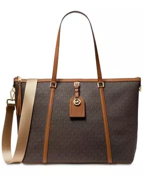 Большая объемная сумка-тоут signature heritage с короткими рукавами для путешествий Michael Kors, мульти