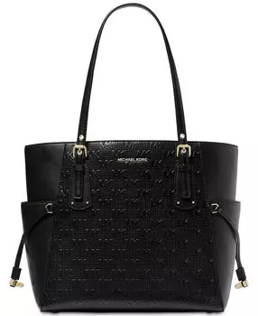 Большая открытая объемная сумка с короткими ручками voyager east west signature Michael Kors, черный