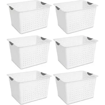Большая пластиковая сумка-тоут с корзиной для хранения из 6 предметов, белая Sterilite, белый