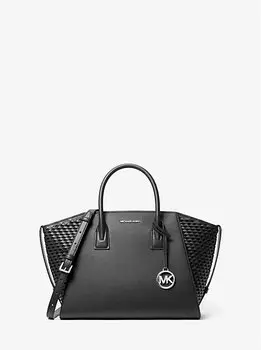 Большая плетеная сумка Avril Michael Kors, черный