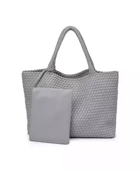 Большая плетеная сумка-тоут Solana Moda Luxe, серый