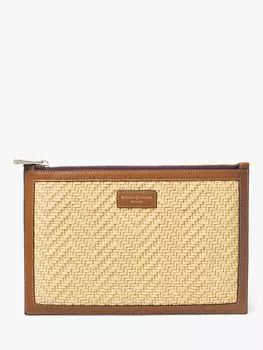 Большая плоская кожаная сумка Essential Chevron Aspinal of London, натуральный/загар