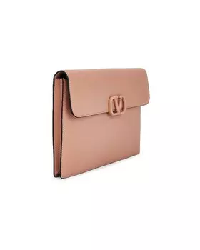 Большая плоская сумка с логотипом V Valentino Garavani, цвет Rose Cannelle