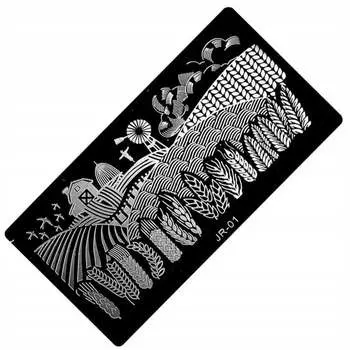 Большая прямоугольная пластина для марок со схемами тиснения JR-01., AllePaznokcie