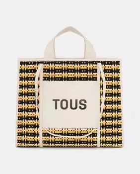 Большая разноцветная плетеная сумка-шопер Amaya с бежевыми деталями Tous, бежевый