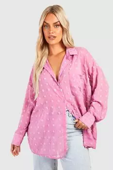 большая рубашка добби оверсайз Boohoo, сиреневый