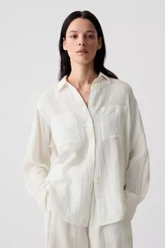 Большая рубашка оверсайз из жатого муслина Gap, белый