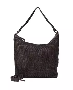 Большая серая кожаная сумка на плечо из мытой кожи The Bagging Co, серый