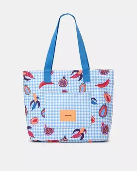 Большая синяя сумка через плечо в клетку с фантазийным принтом Jo & Mr. Joe, синий