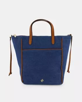 Большая синяя сумка с контрастными деталями Tintoretto, синий