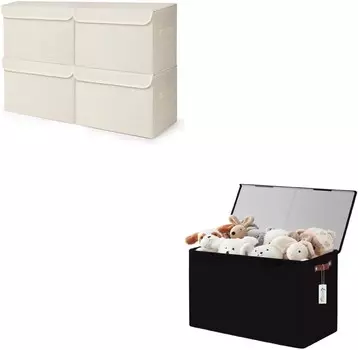 Большая складная корзина для хранения из льняной ткани, корзина-органайзер, большая коробка для хранения игрушек с крышками Bagnizer