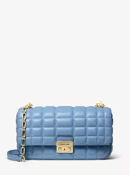Большая стеганая кожаная сумка через плечо Tribeca Michael Kors, синий