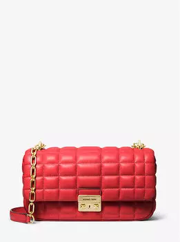 Большая стеганая кожаная сумка через плечо Tribeca Michael Kors, красный