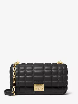 Большая стеганая кожаная сумка через плечо Tribeca Michael Kors, черный