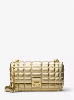 Большая стеганая кожаная сумка через плечо Tribeca Michael Kors, желтый