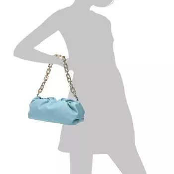 Большая стеганая кожаная сумка/сумка на плечо Tiffany & Fred из овчины, синий