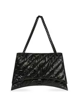 Большая стеганая сумка Crush с цепочкой Balenciaga, черный