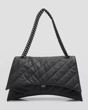 Большая стеганая сумка на цепочке Crush Balenciaga, цвет 1000 Black