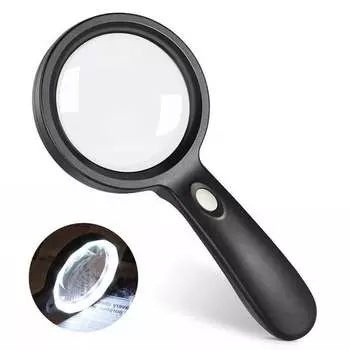 Большая стеклянная лупа, 10-кратное увеличение, 18-кратное светодиодное освещение, Inna marka