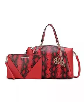 Большая сумка Addison со змеиным тиснением и соответствующий клатч на ремешке от Mia K Mkf Collection, красный