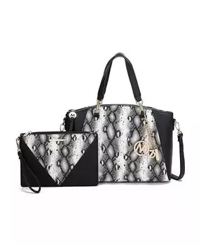 Большая сумка Addison со змеиным тиснением и соответствующий клатч на ремешке от Mia K Mkf Collection, коричневый