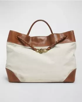 Большая сумка Andiamo с верхней ручкой Bottega Veneta, цвет Natural/Light Wood Canvas