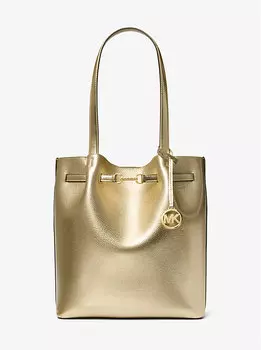 Большая сумка Carson из металлизированной кожи на плечо Michael Kors, золотой