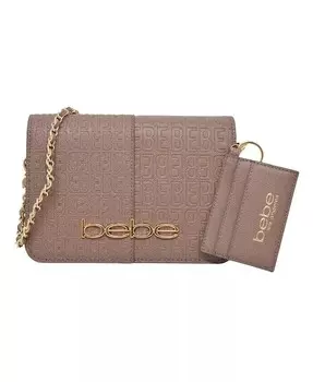 Большая сумка через плечо Ailey с тиснением Bebe, коричневый