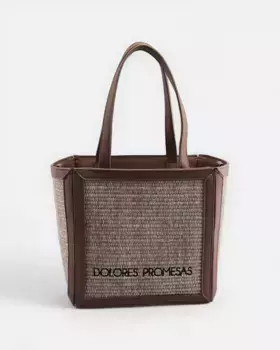 Большая сумка через плечо Foxy из рафии на молнии Dolores Promesas, цвет Nude