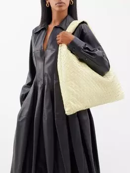 Большая сумка через плечо hop из кожи intrecciato Bottega Veneta, бежевый