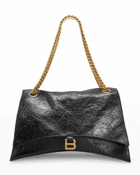 Большая сумка через плечо из мятой кожи с цепочкой Crush Balenciaga
