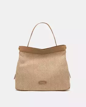 Большая сумка через плечо из рафии Регулируемая ручка Gianni Chiarini, цвет Camel