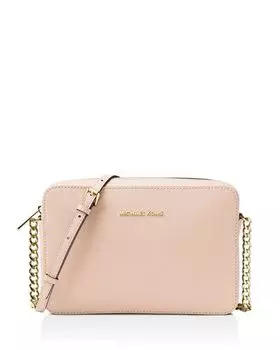 Большая сумка через плечо из сафьяновой кожи Jet Set Michael Kors, цвет Brown
