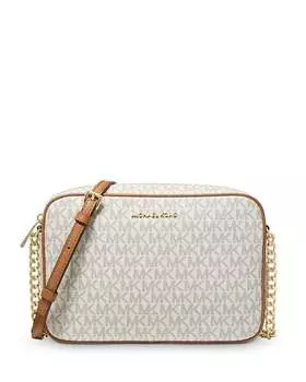 Большая сумка через плечо из сафьяновой кожи Jet Set Michael Kors, цвет White