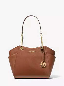 Большая сумка через плечо из сафьяновой кожи Jet set Michael Kors, коричневый