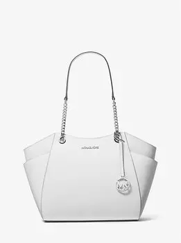 Большая сумка через плечо из сафьяна Jet set Michael Kors, белый