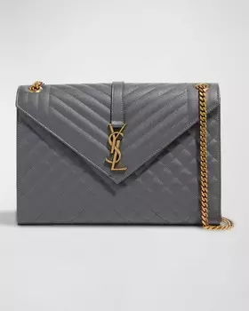 Большая сумка через плечо с цепочкой и цепочкой Monogram YSL с тройным стеганым конвертом Saint Laurent