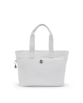 Большая сумка через плечо с несколькими отделениями светло-серого цвета Kipling