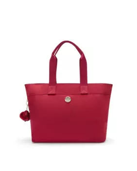 Большая сумка через плечо с несколькими отделениями красного цвета Kipling