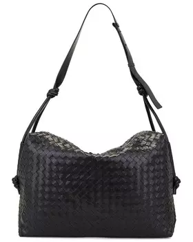 Большая сумка через плечо с петлей Bottega Veneta, цвет Black & Muse Brass
